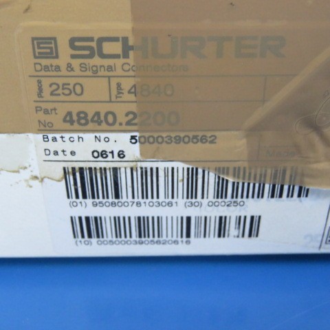SCHURTER 4840.2200 Qty of 20 per Lot Power Barrel Connector Jack 2.00mm ID (0.0