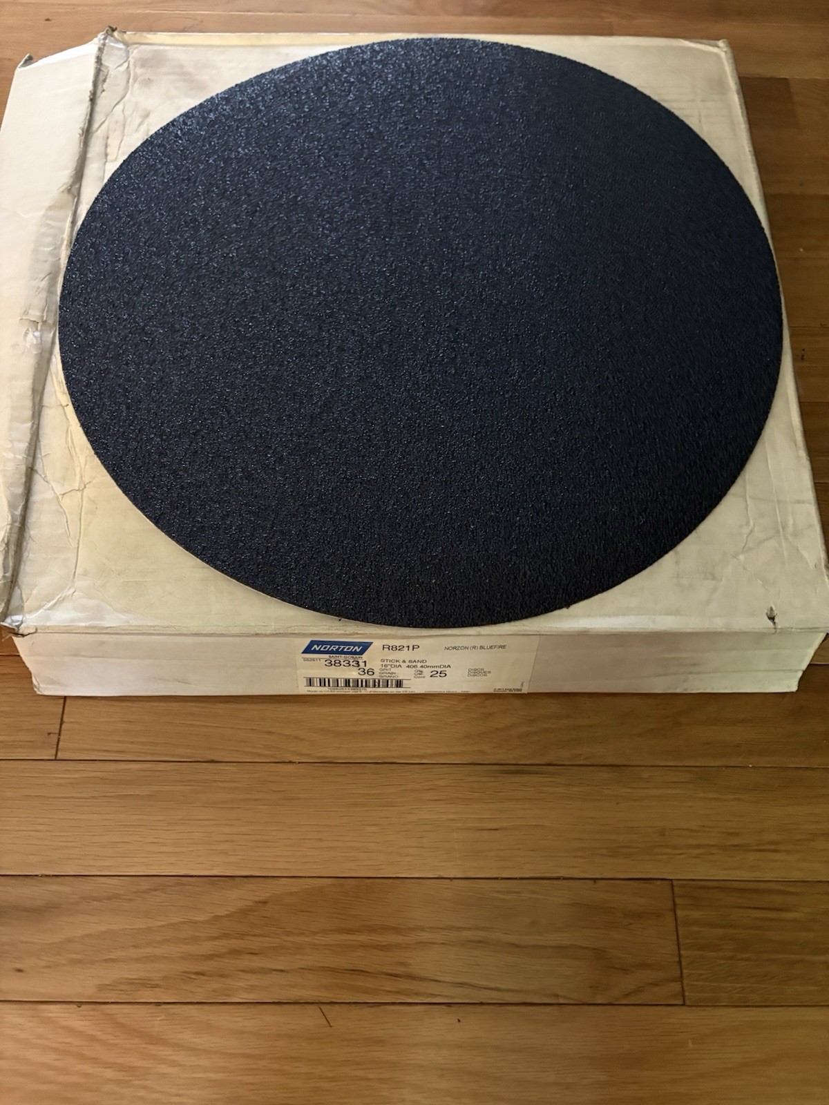 NORTON Bluefire 25 Pack 16″ Dia Stick & Sand R821P 38331 Sanding Discs USA