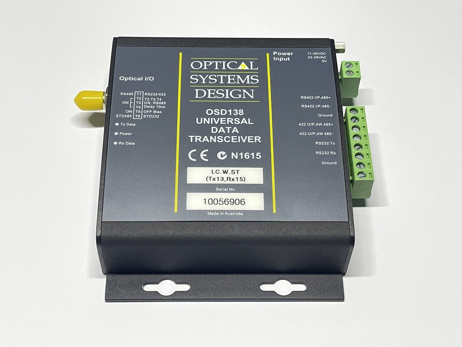 Optical Systems Design OSD Universal Data Transceiver OSD138 RS232 RS485 RS422 1