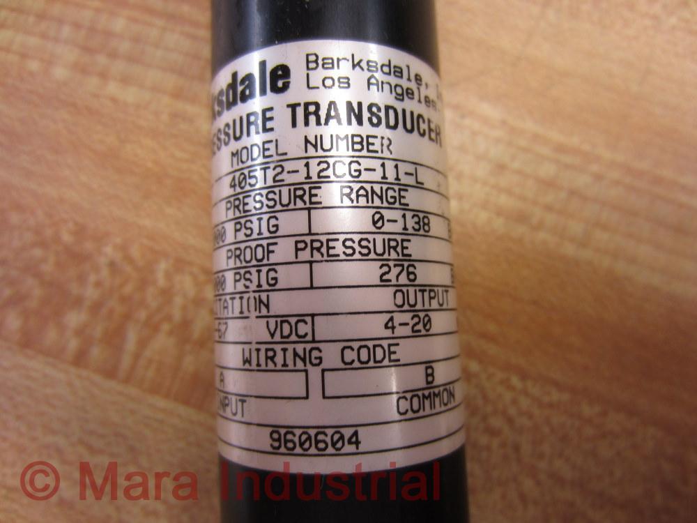Barksdale 405T2-12CG-11-L Pressure Transducer 405T212CG11L