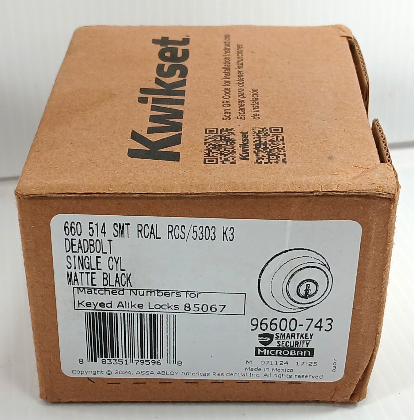 1 NEW KWIKSET 96600-743 MATTE BLACK KEYED DEADBOLT LOCK NIB **MAKE OFFER**