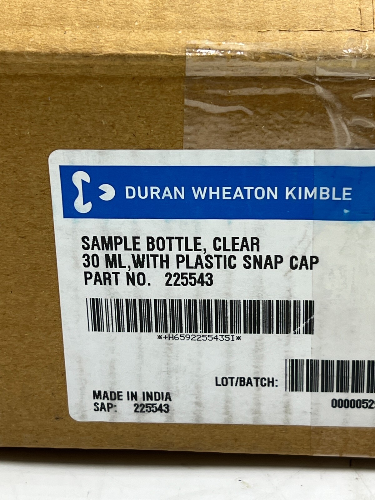 (Box of 72) Duran Wheaton Kimble Clear Sample Bottle 30ml with Snap Cap 225543