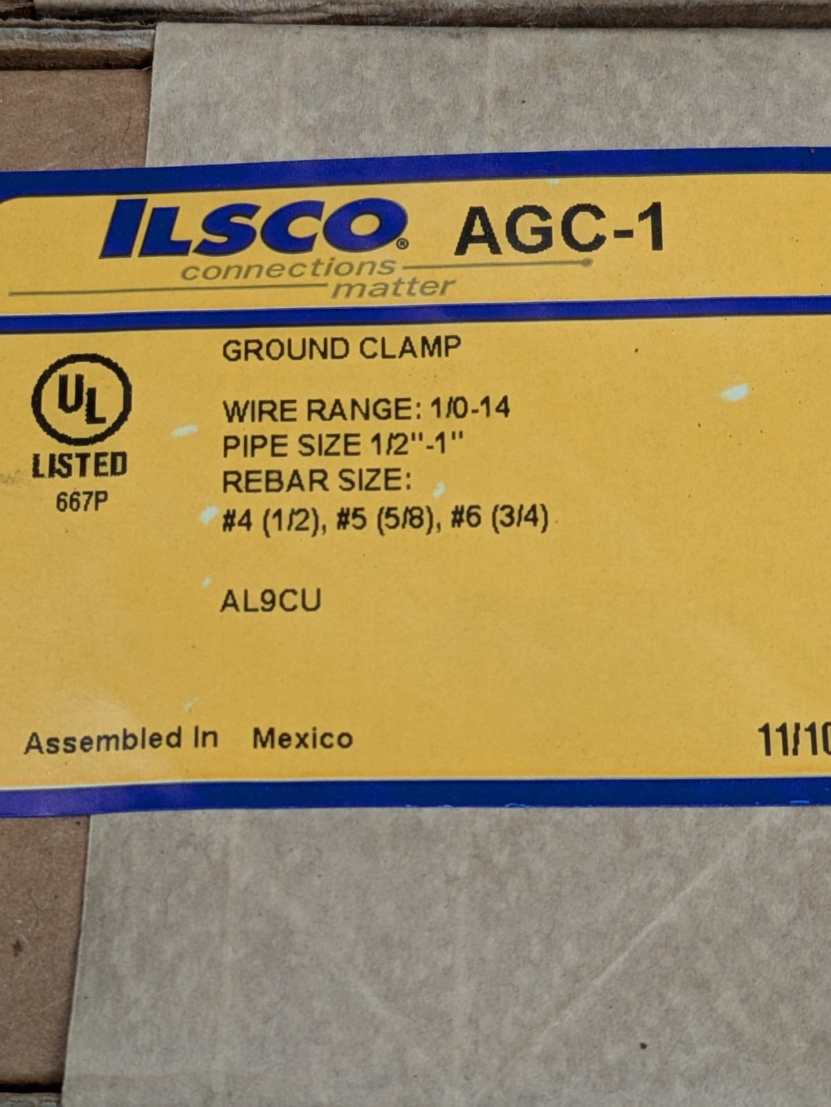 (5) Ilsco AGC-1 Aluminum Alloy Dual Rated Ground Clamp 1/2 – 1 Inch 1/0-14 AWG