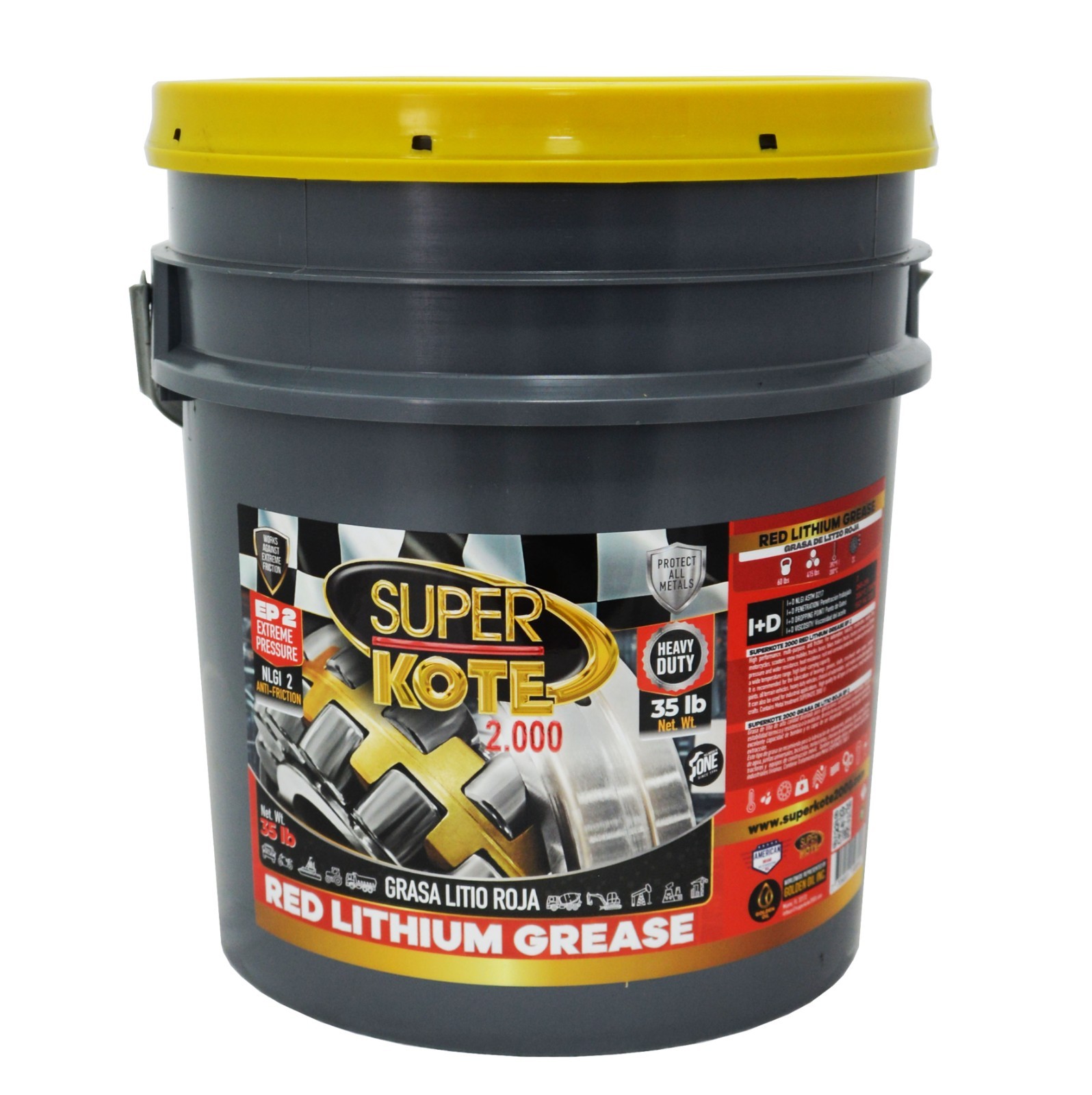 Red & Tacky Lithium Grease 35 lb ( 5 Gallon ) Pail Superkote 2000