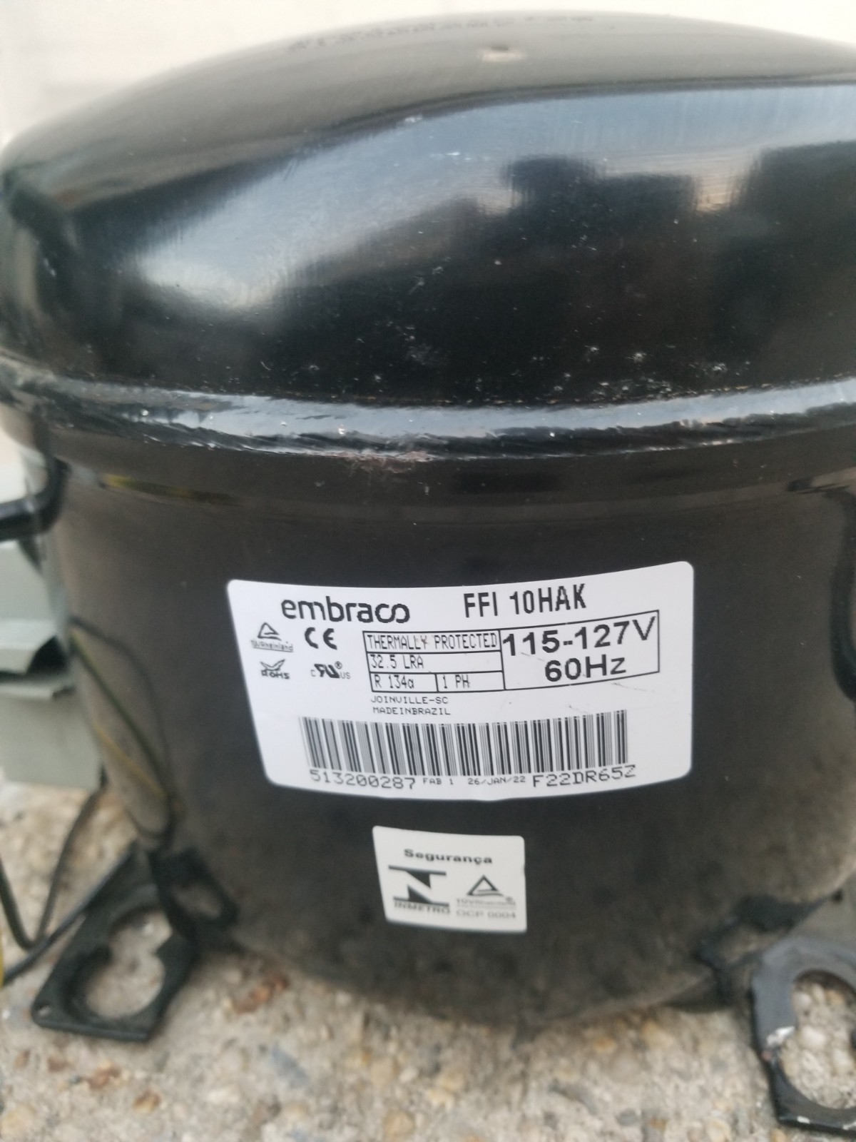Embraco Compressor FFI 10HAK 50Hz FFI10HAK 9.05 Cm³ R134A