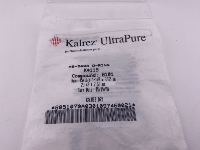 Kalrez AS-568A K#119 Nom 15/16 x 1-1/8 x 3/32 in O-Ring PN: 8101