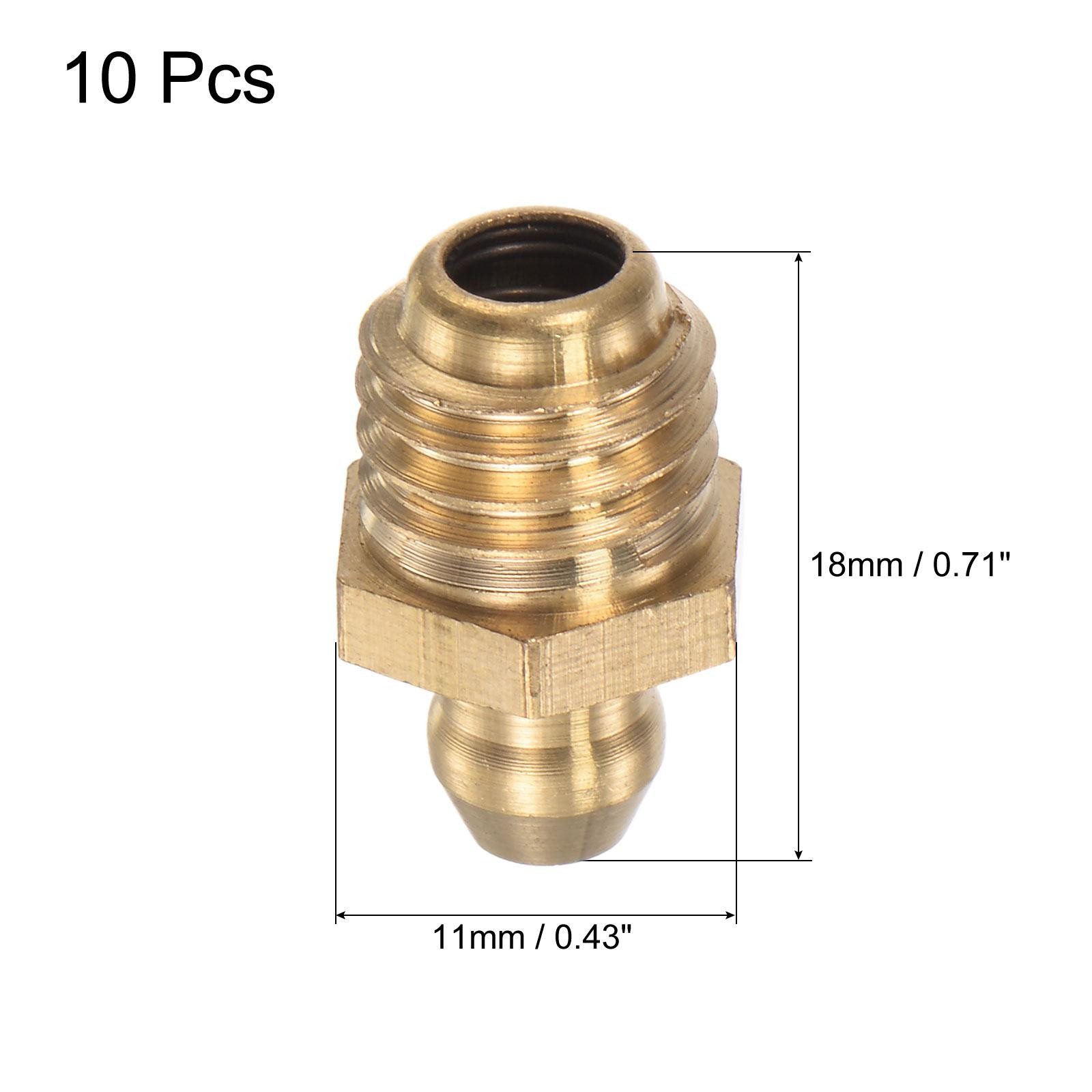 10Pcs Brass Straight Hydraulic Grease Fitting Accessories M10 x 1.5mm Thread