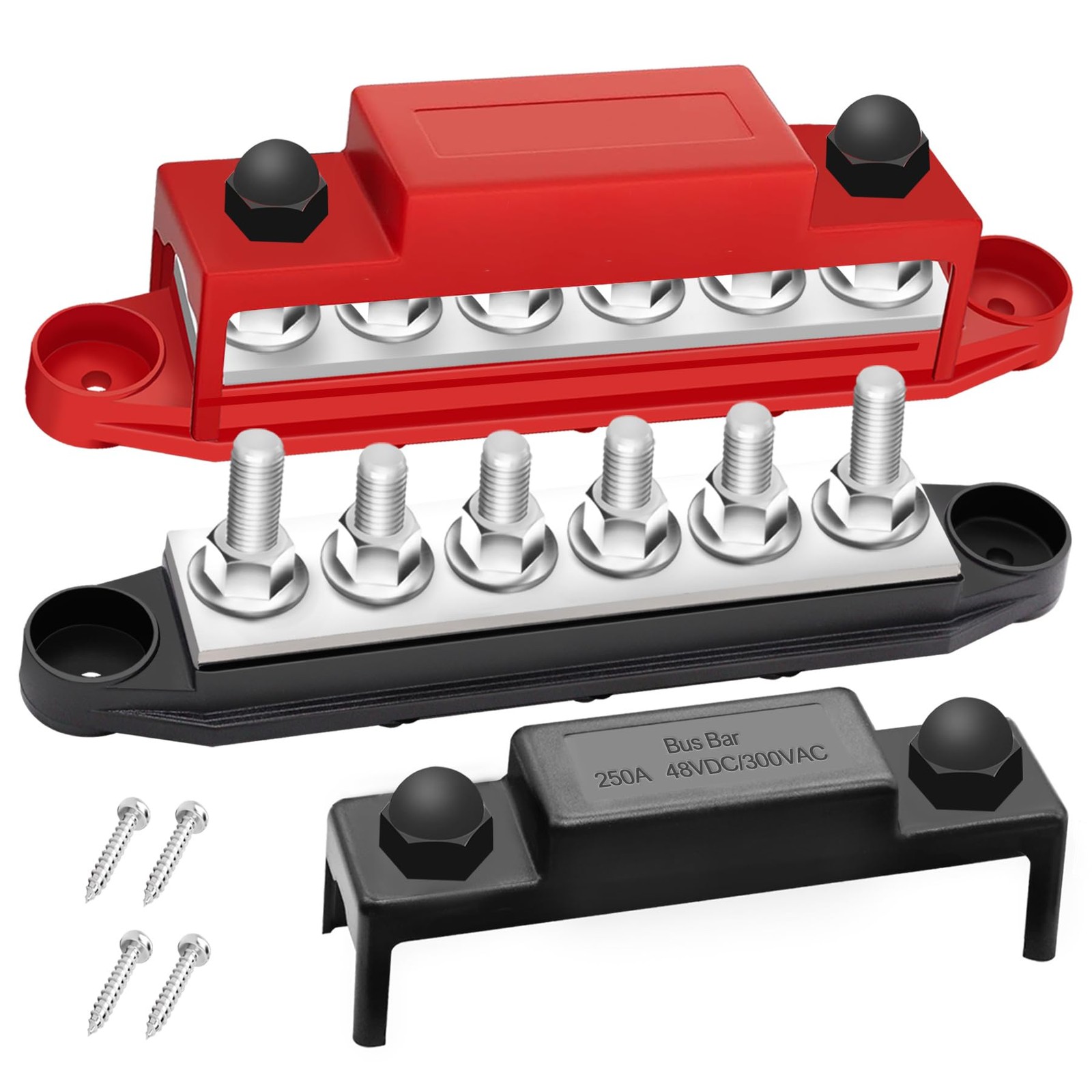 maierke 250A Bus Bar 12V Marine 1/4″ Power Distribution Block 6×1/4″