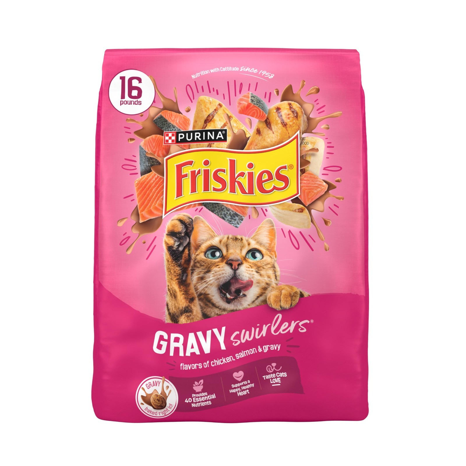 3PACK Purina Friskies Gravy Swirlers with Flavors of Chicken,Salmon & Gravy,16Lb