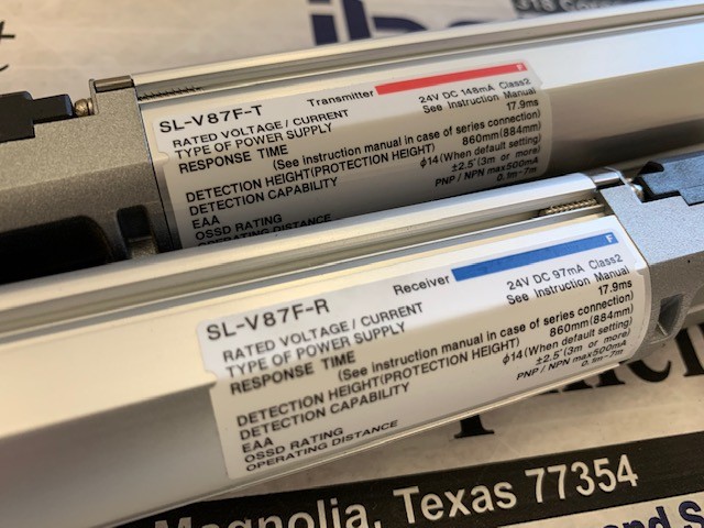 Keyence Safety Light Curtain Set – SL-V87F-T – SL-V87F-R w/Warranty