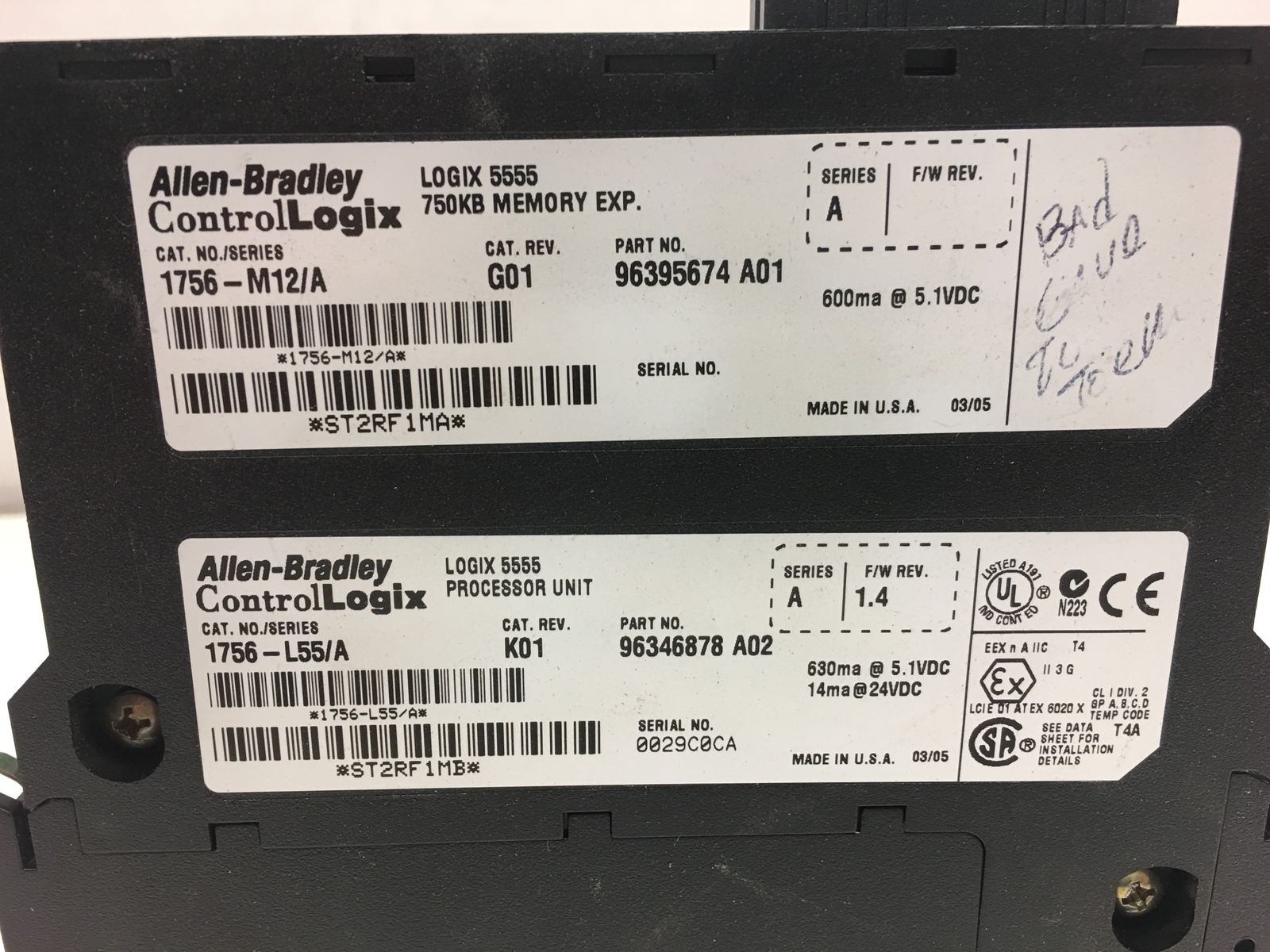 Allen-Bradley Logix5555 ControlLogix 1756-M12/A & 1756-L55/A Series A