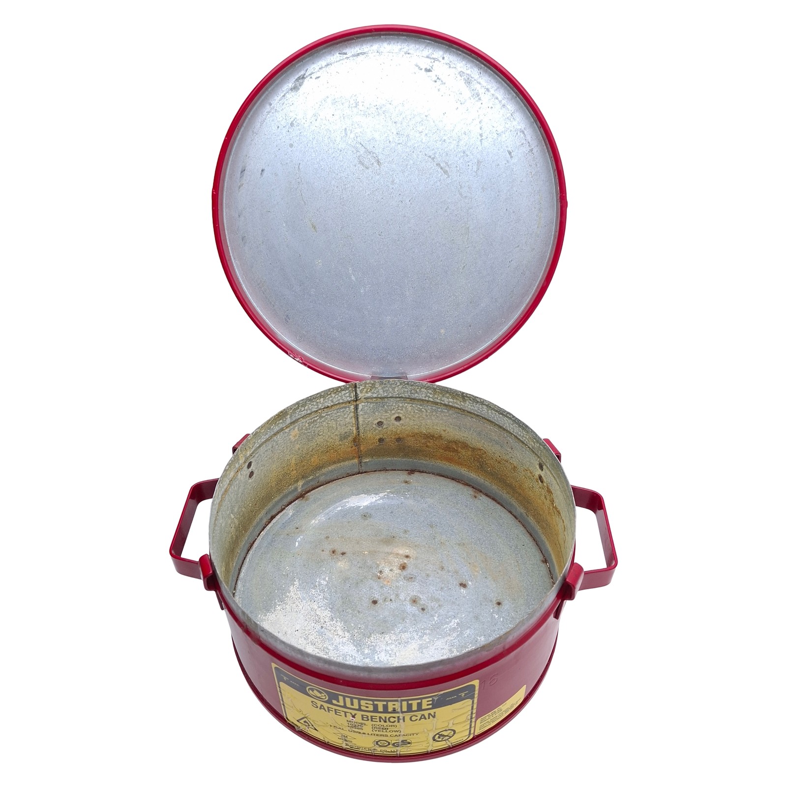 Justrite 10375 Bench Can 1gal Capacity, Steel, ø9.375″ x 4.5″ *No Dasher Plate*