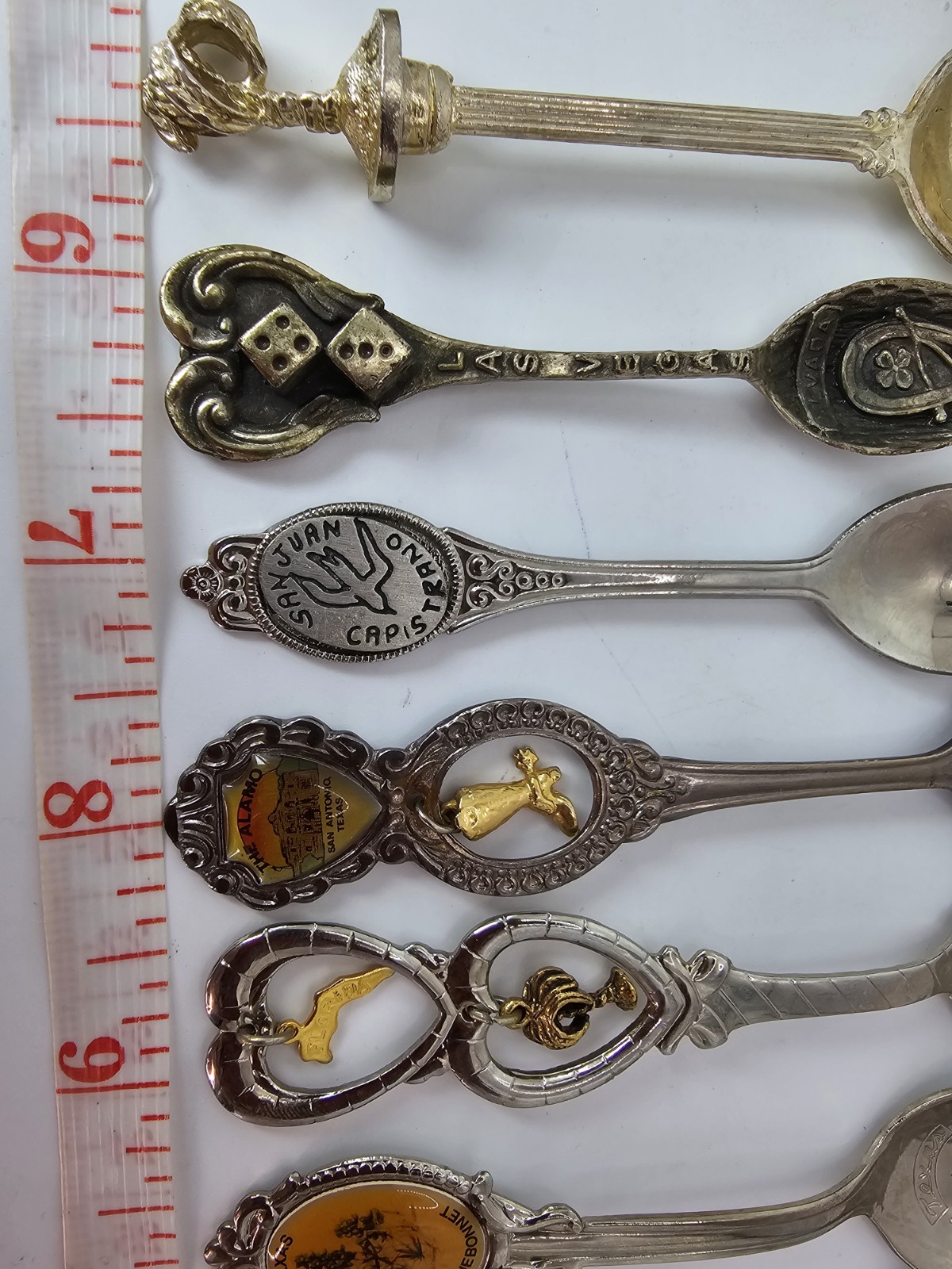 Lot of 18 Souvenir Mini Spoons-States, Places, Countries-Silver Plated, Brass
