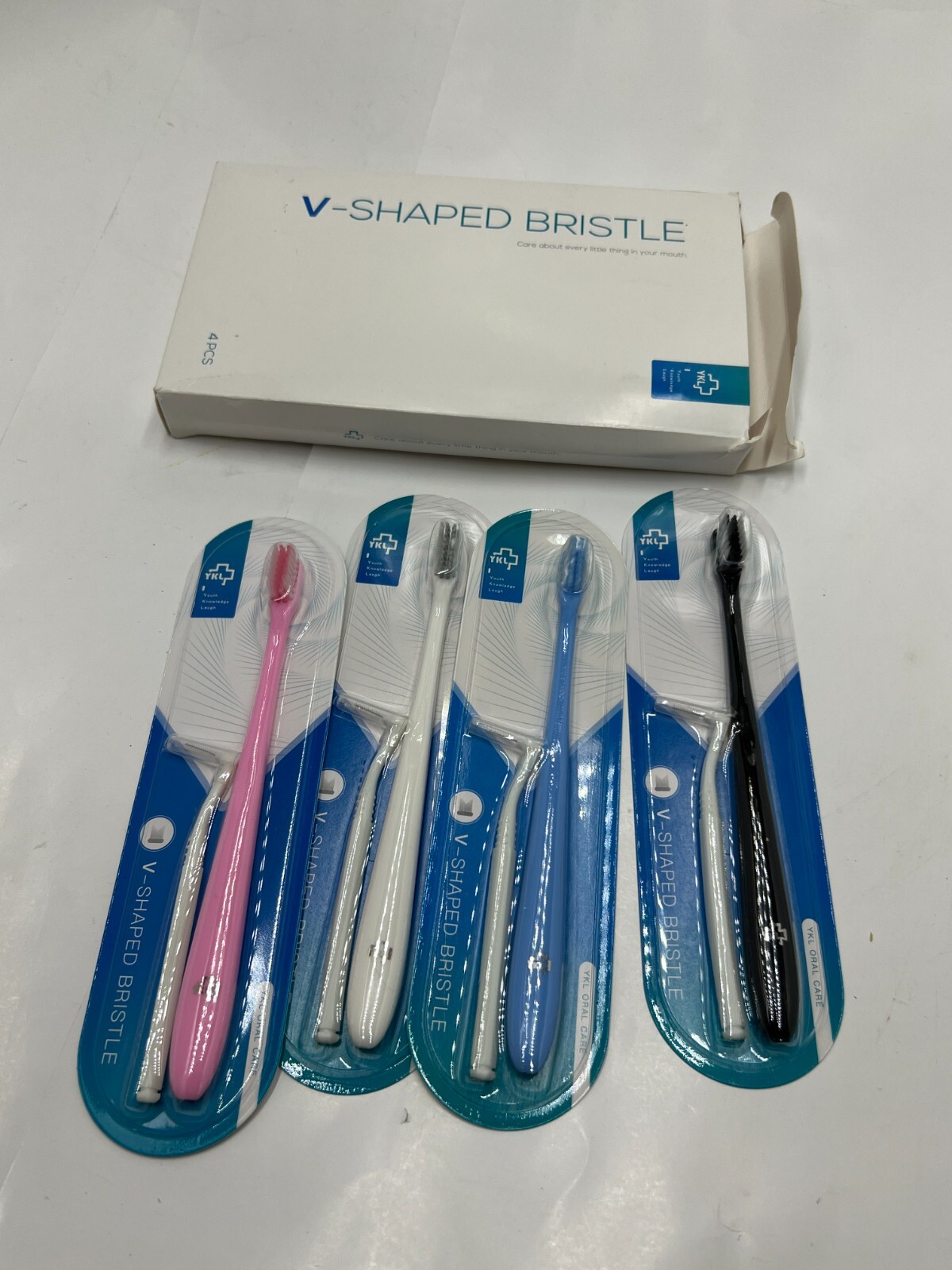 (Pack of 4) YKL Genuine OEM V-Shaped Bristle Oral Care Orthodontic Toothbrush