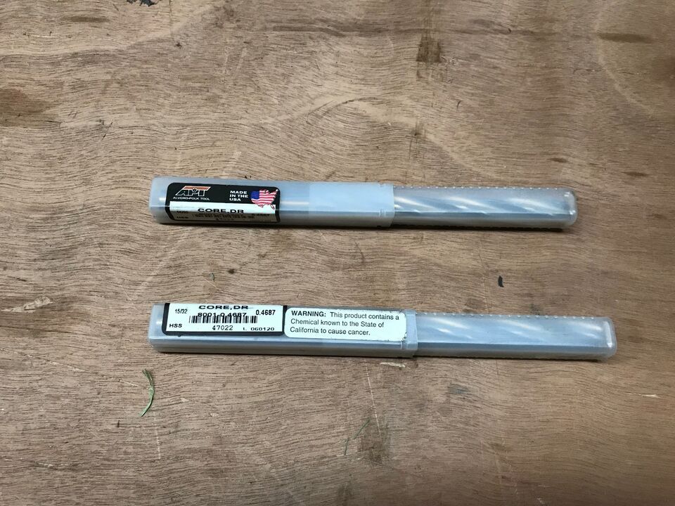 (QTY 2) APT 47022 80010.4687 Core Drill 15/32″ 0.4687″ 4 FL HSS 4-3/4″ x 7-1/2″