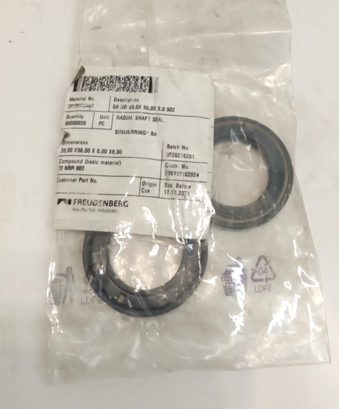 Freudenberg 523407 Radial Shaft Seal BA-Simmerring 35 x 56 x 8 mm 72 NBR 902 3pk