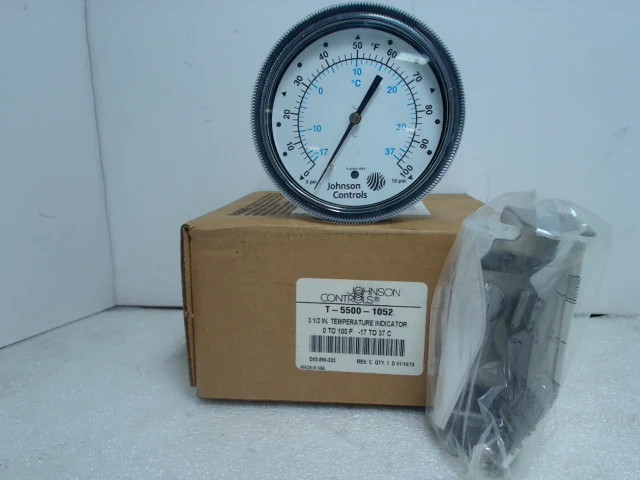 Johnson Controls T-5500-1052 3-1/2″ Temperature Indicator 0 to 100°F 20RG15-New