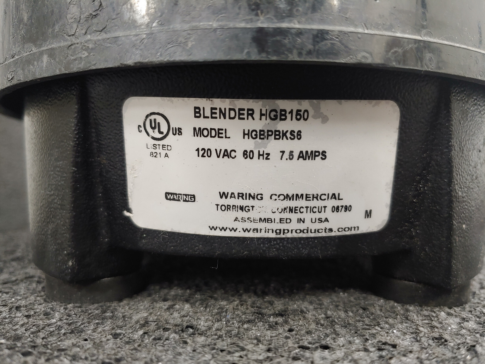 WARING COMMERCIAL BLENDER HGBPBKS6 HGB150 No Jar No Lid Base Only