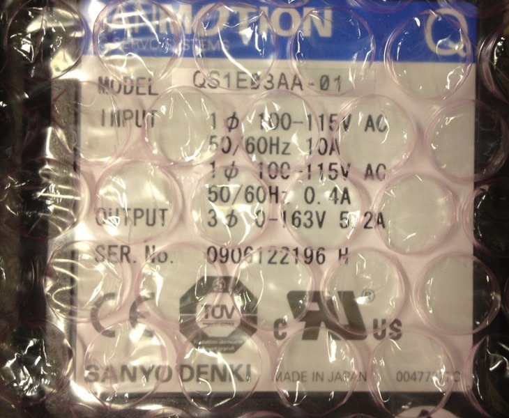 SANYO DENKI QS1E03AA-01, QS1E03AA01 AC SERVO DRIVE, 0-163 VAC, 3 PHASE,