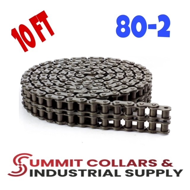 #80-2 (80-2) DUPLEX Roller Chain 10FT with 2 Master Links 80-2R 1″ PITCH