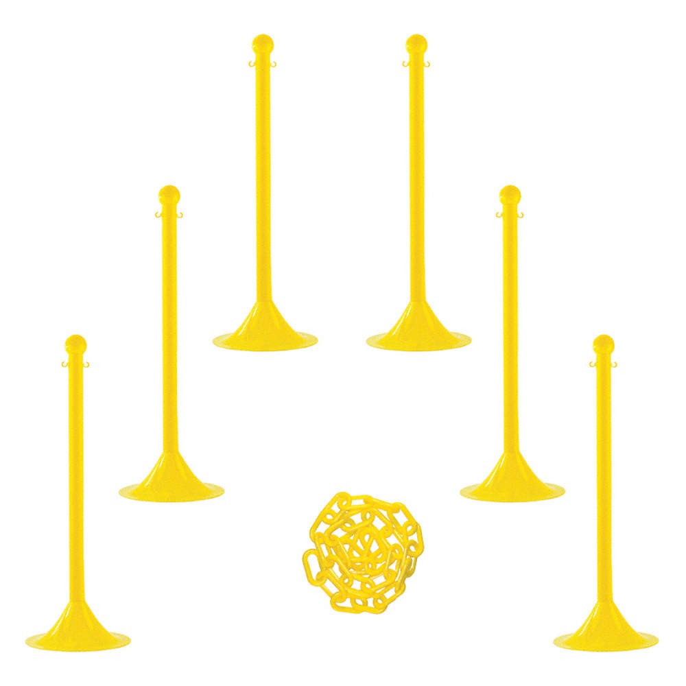 GRAINGER APPROVED 71002-6 Barrier Post Kit,41″ H,Ylw,Plastic Post 490Z80