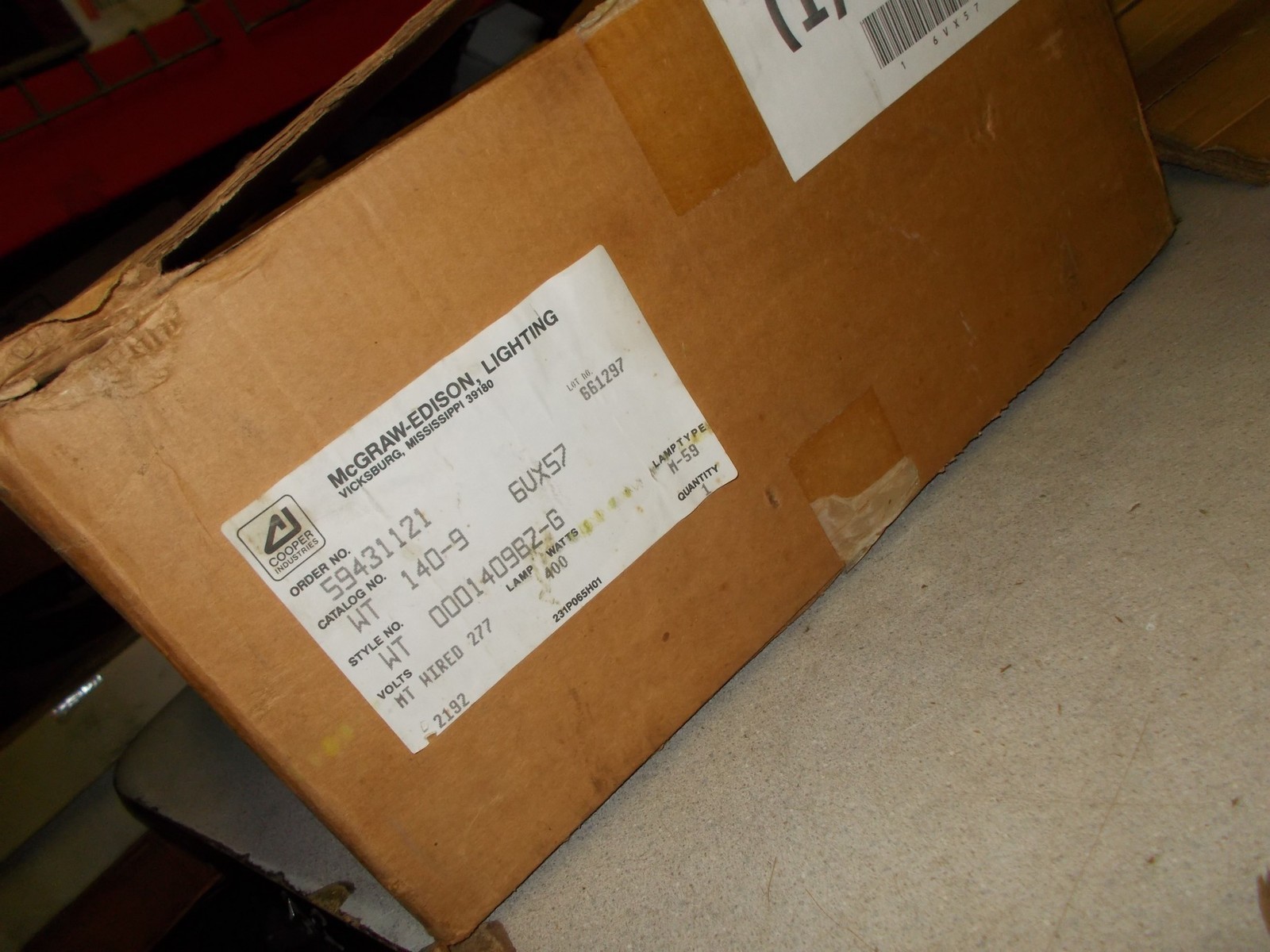 McGraw-Edison Lighting 6VX57 M-59 400W Lamp 140-9 WT 0001409B2-G
