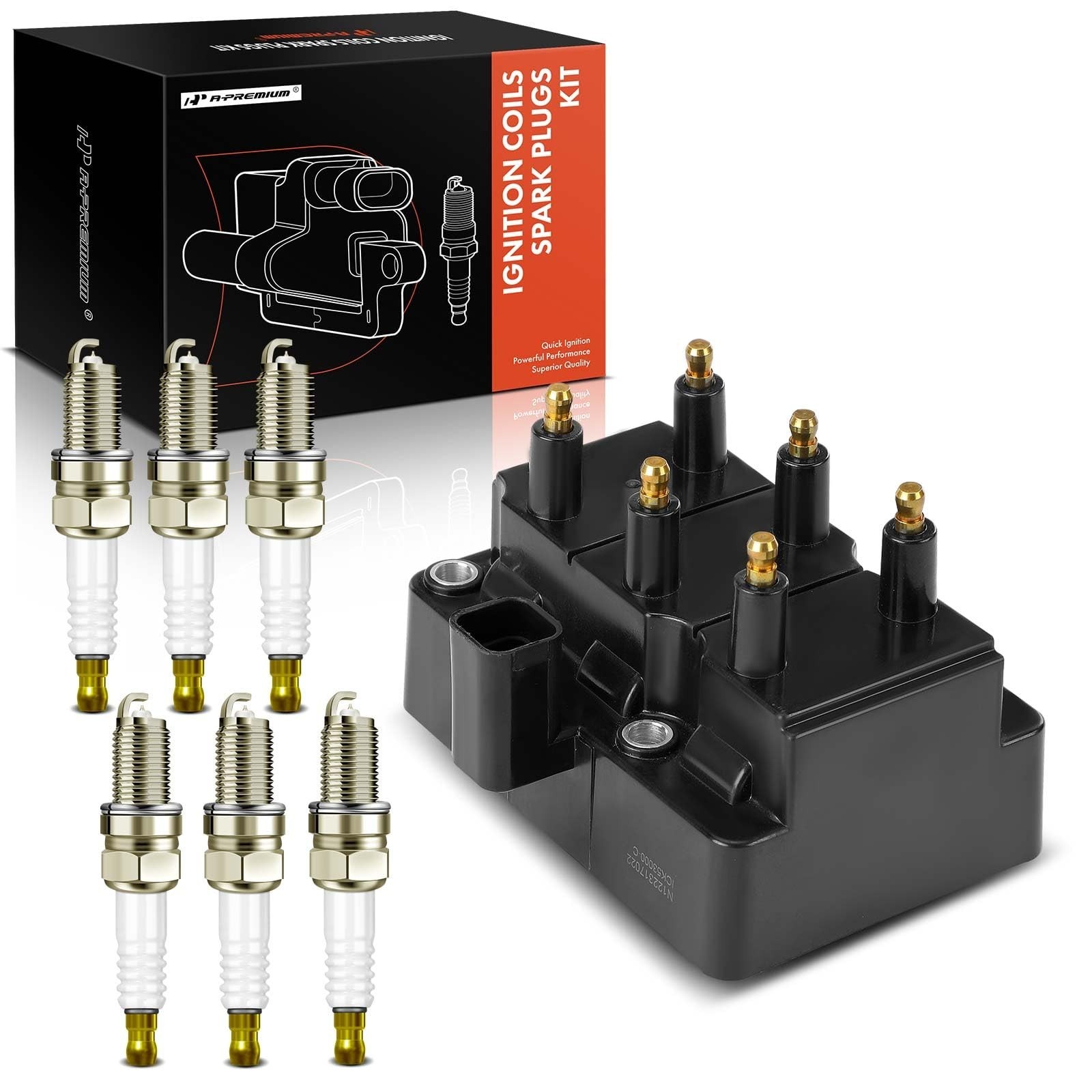 A-Premium 1x Ignition Coil Pack and 6x Iridium Spark Plugs | for Dodge Grand …