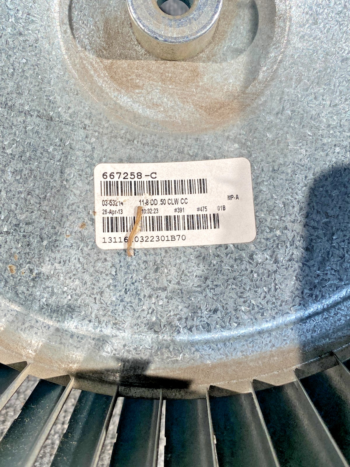 667258-C , 11-8 DD .50 CLW CC 12″ x 8″ Blower Wheel
