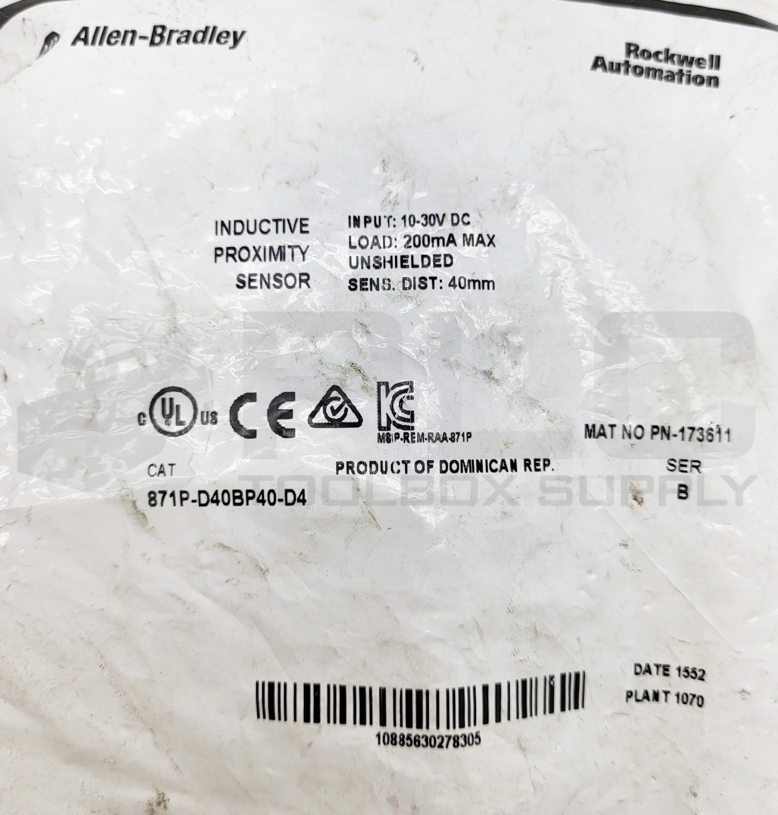 NEW SEALED ALLEN BRADLEY 871P-D40BP40-D4 /B INDUCTIVE PROXIMITY SENSOR