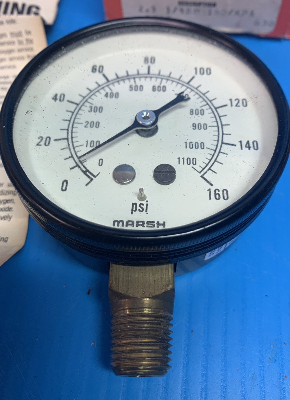 MARSH PRESSURE GAUGE 0-160 Psi J4852 2.5 1/4″BM 0-160 KPA NEW NOS USA Made