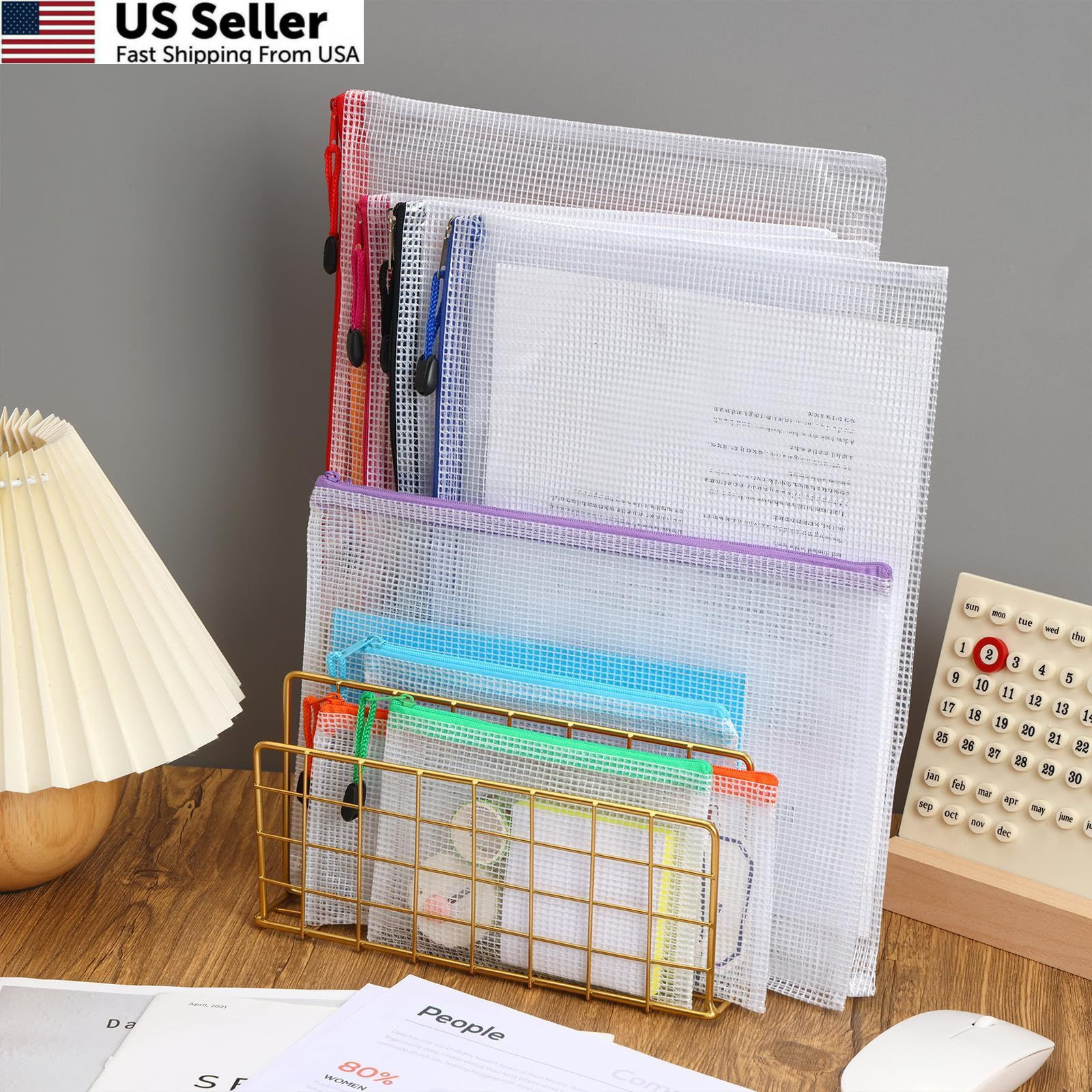 EOOUT 30pcs Mesh Zipper Pouch Bags, 8 Sizes Plastic Mutisize, B-8 Colors