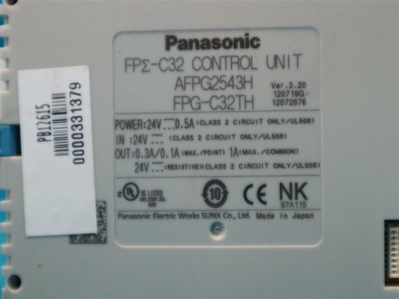 Panasonic AFPG2543H FPG-C32TH FPE-C32 Control Unit Programmable Controller