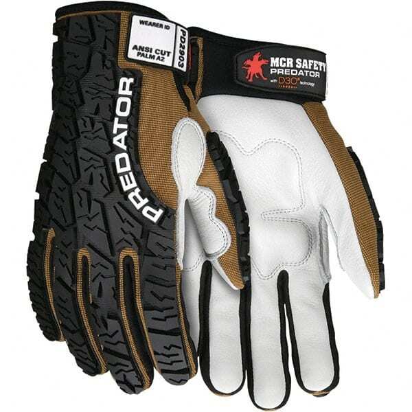 MCR Safety PD2903XL Gloves: Size XL, Cowhide Brown & Natural, Padded Palm Grip