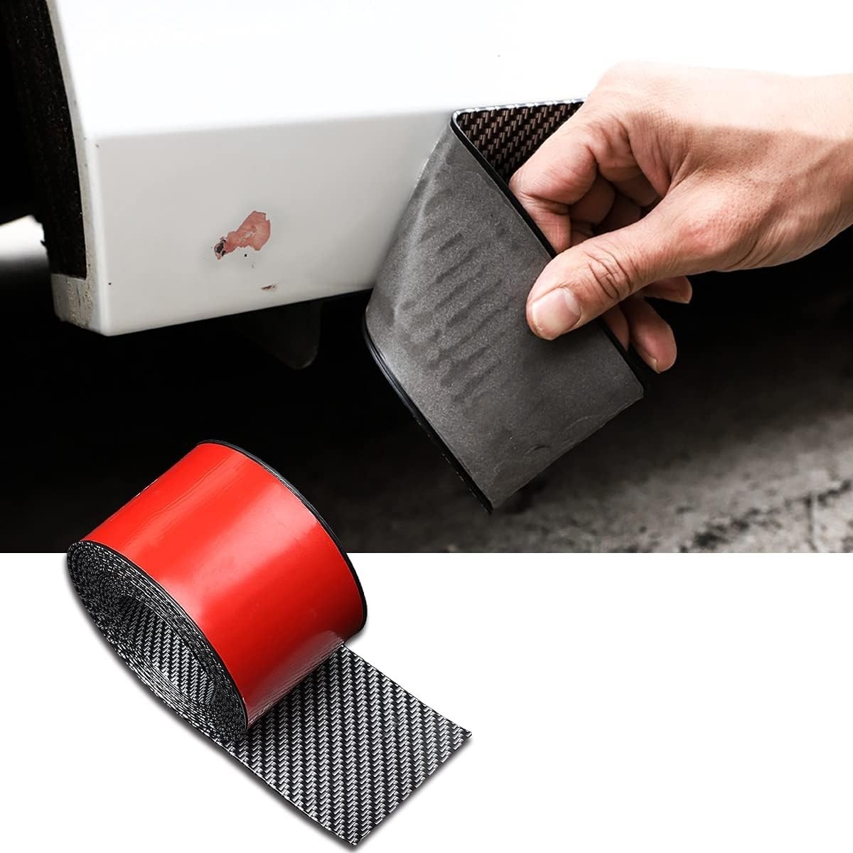 Universal Carbon Fiber Pattern Side Skirts Anti-Scratch Rubber Edge Guards Prote