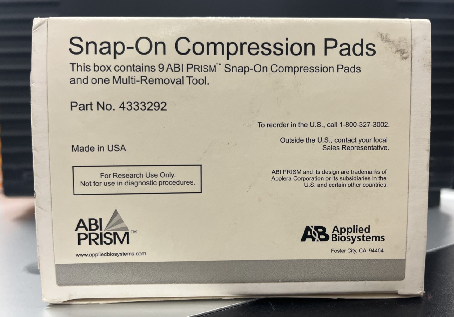Applied Biosystems – ABI Prism Snap-On Compression Pads + Multi-Removal Tool 9pk
