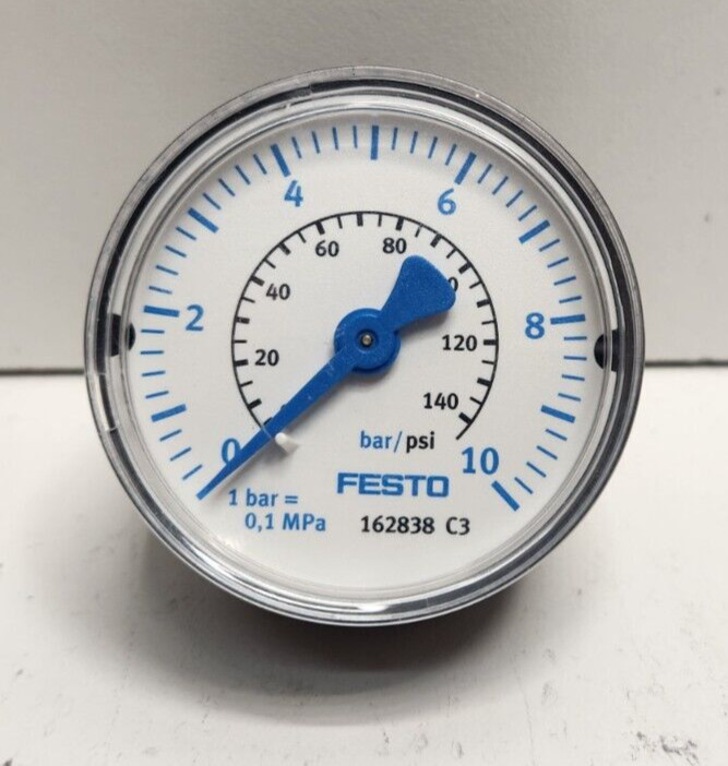 GUARANTEED! FESTO 1/4″ NPT 2″ 0-140 PSI/0-10 BAR PRESSURE GAUGE MA-50-10-1/4-EN