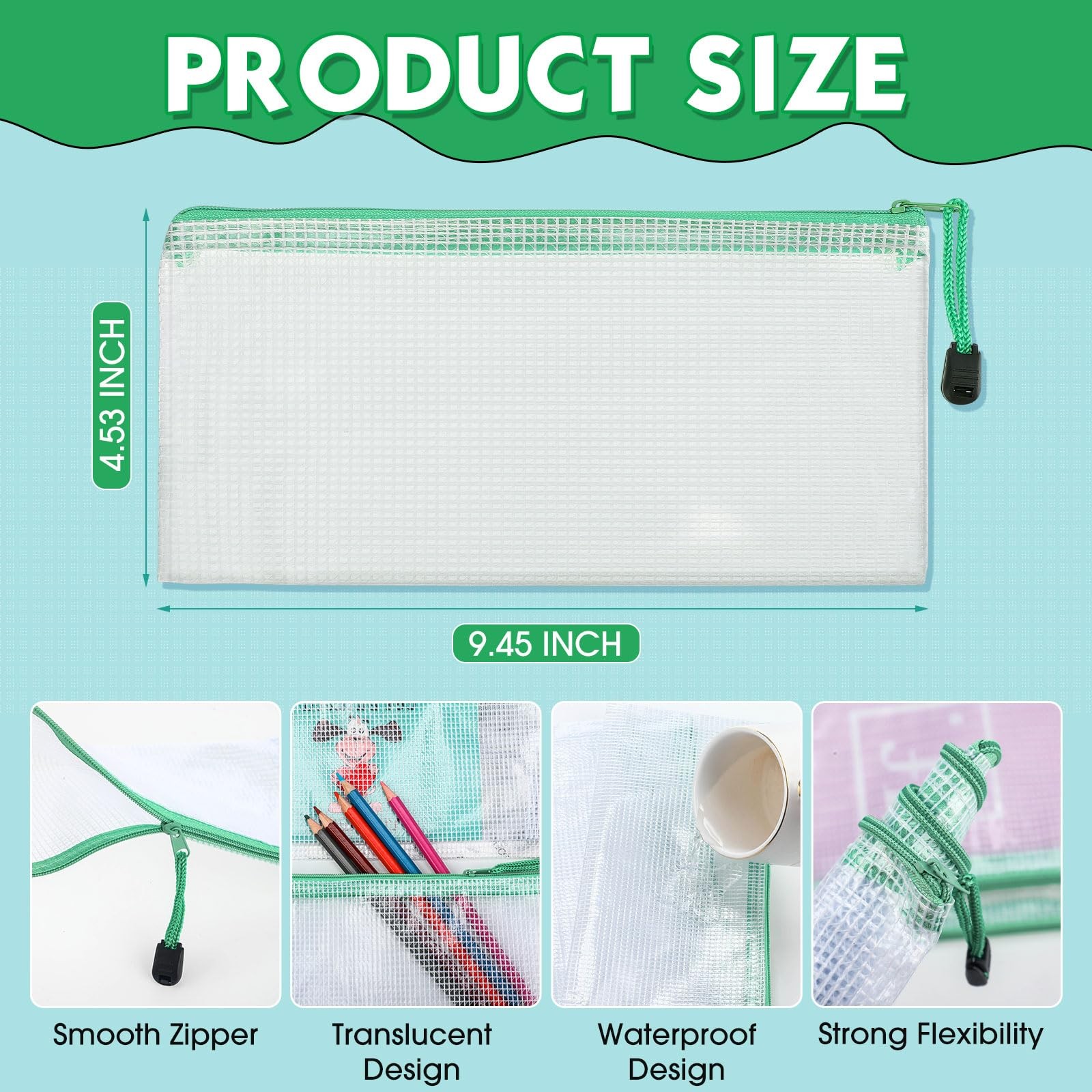Handepo 100 Pack Mesh Zipper Pouch Pencil Pouches Bulk Clear Storage Bag Small W