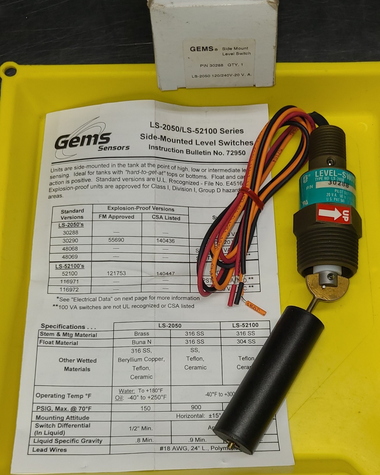 Gems 30288 LS-2050 Series Level Switch