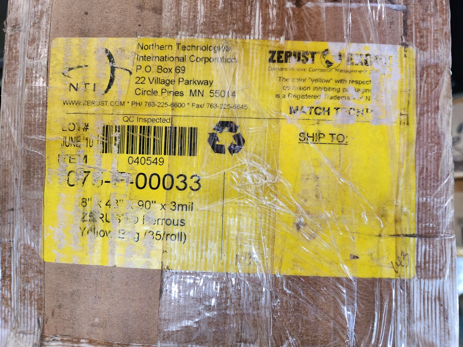 1 ROLL – 35 Bags Zerust ICT Poly VCI Ferrous Metal Gusset Bags 58″ x 48″ x 90″