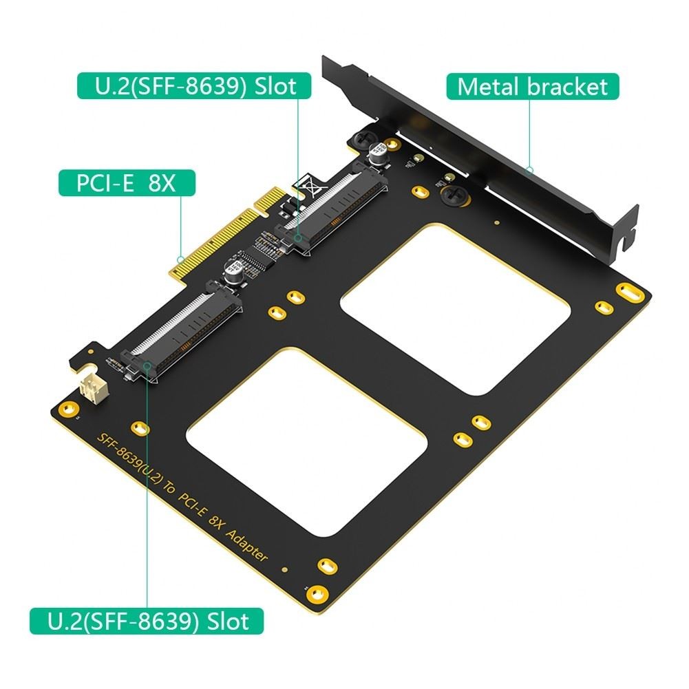 Dual U2 SSD to PCIe 40 X8 Adapter Support 2 X or Soft