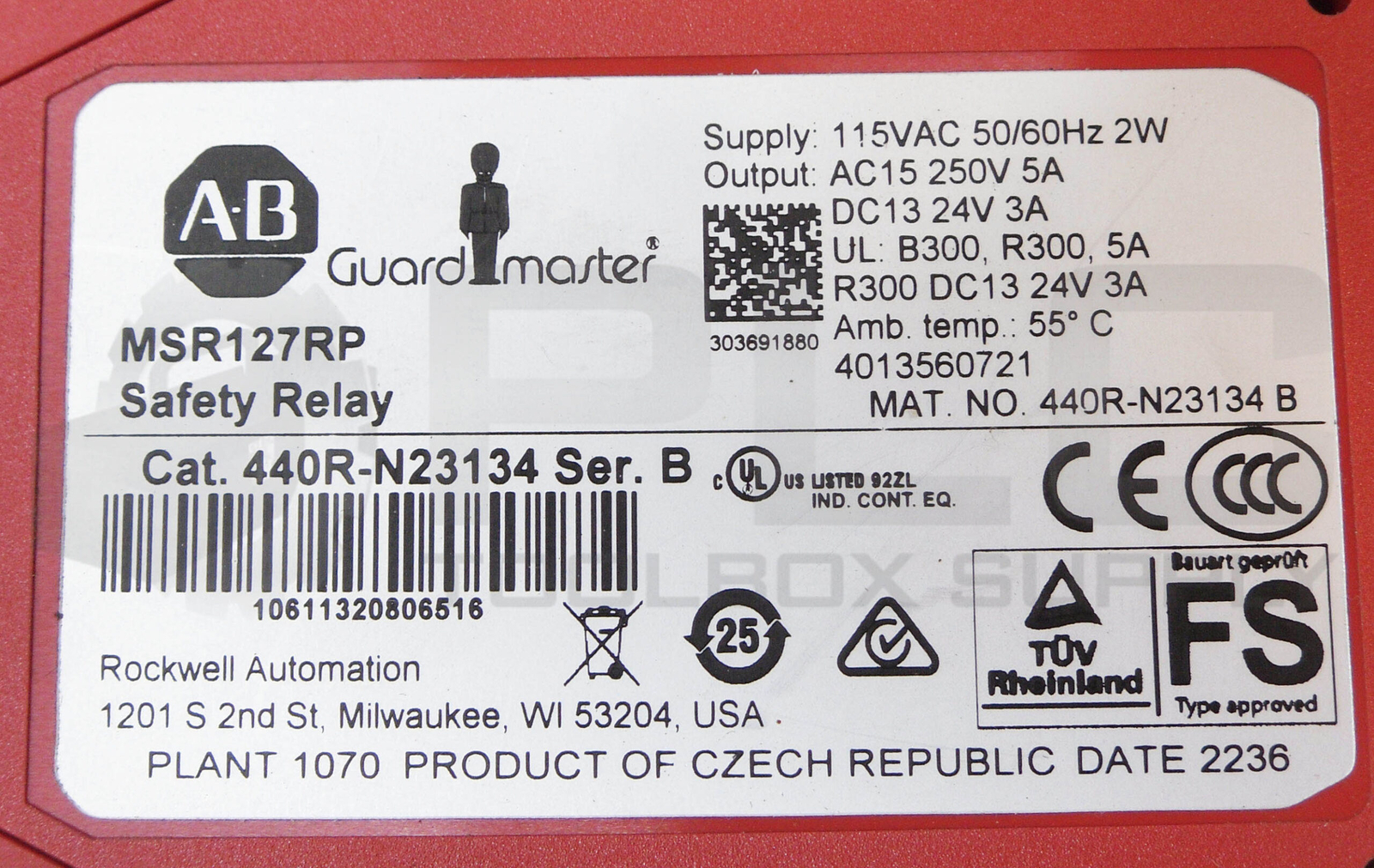 NEW ALLEN BRADLEY 440R-N23134 /B SAFETY RELAY 115VAC 50/60HZ