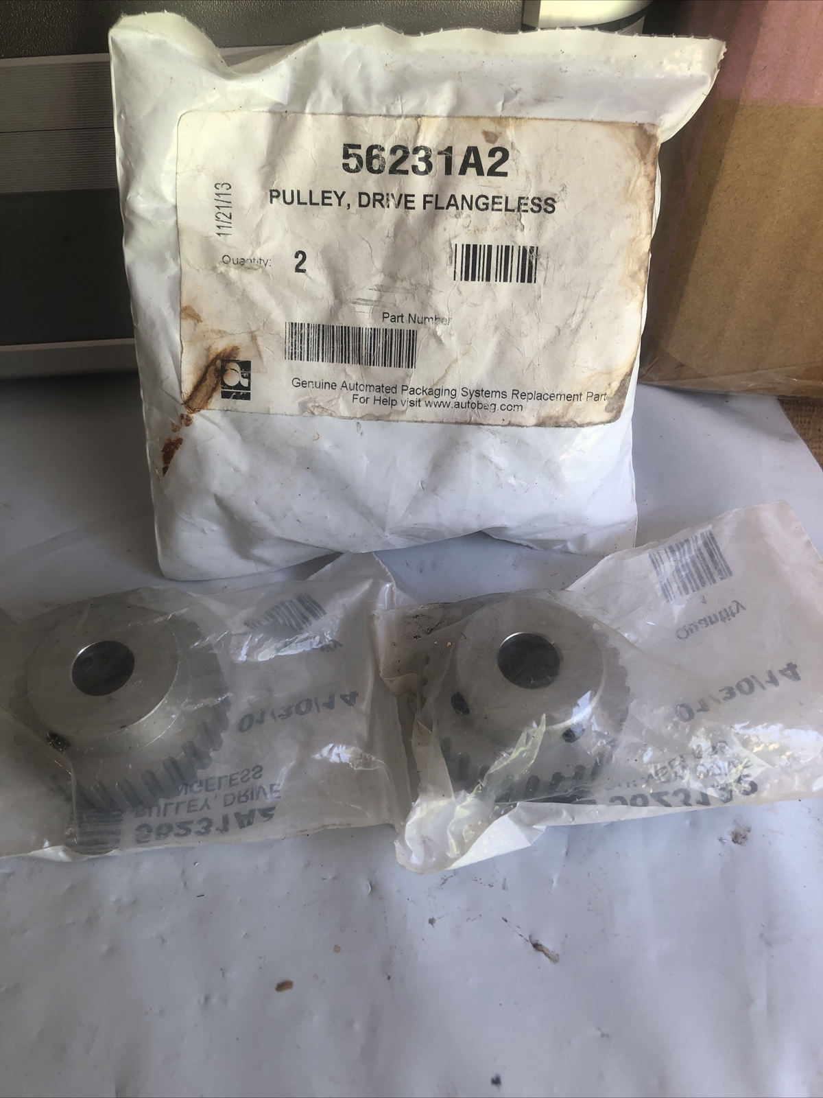 LOT OF 4 NEW AUTOMATED PACKAGING SYSTEMS 56231A2 PULLEY, DRIVE FLANGELESS