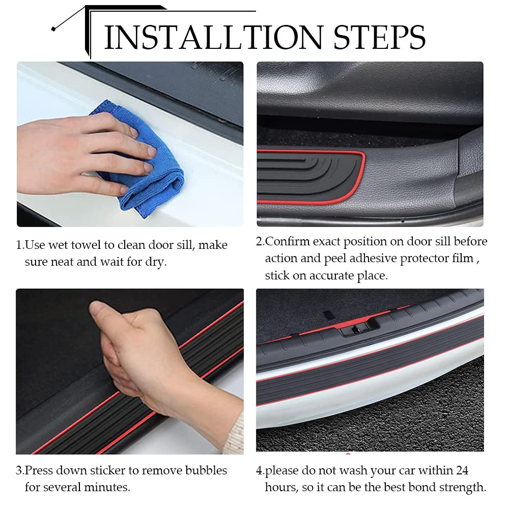 Car Rear Bumper Protector Guard, Universal Rubber Scratch Resistant Trunk Doo…