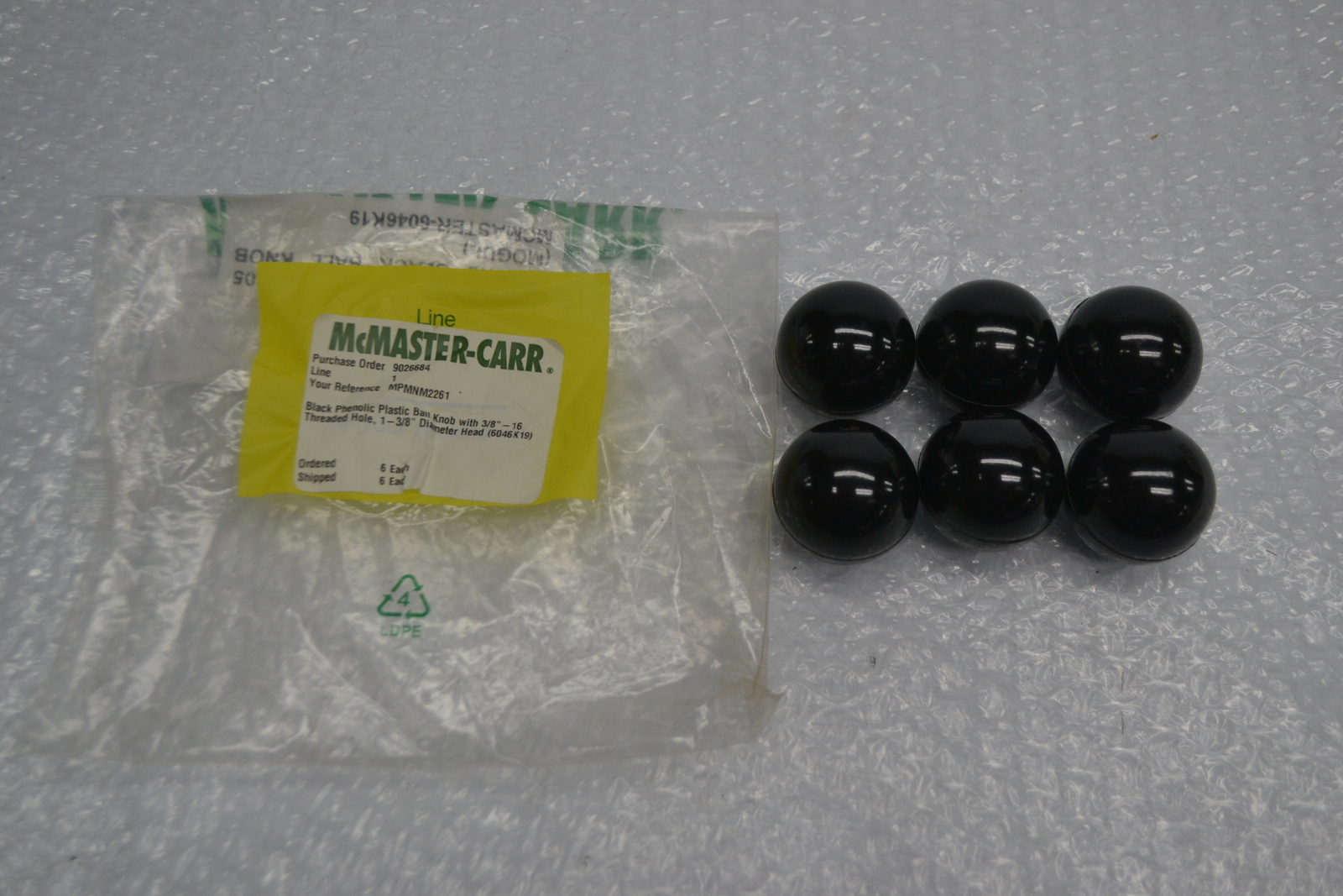 MCMASTER CARR MPMNM2261 BALL KNOB PKG OF 6 NSMP