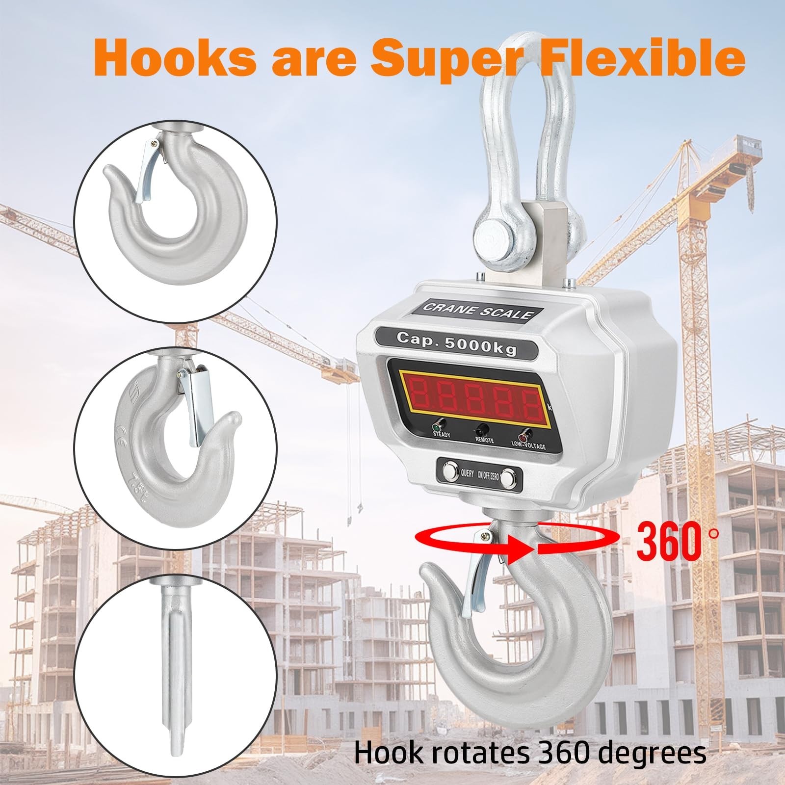 Industrial Crane Scale 11000lbs 5T with LED Screen & Remote Control