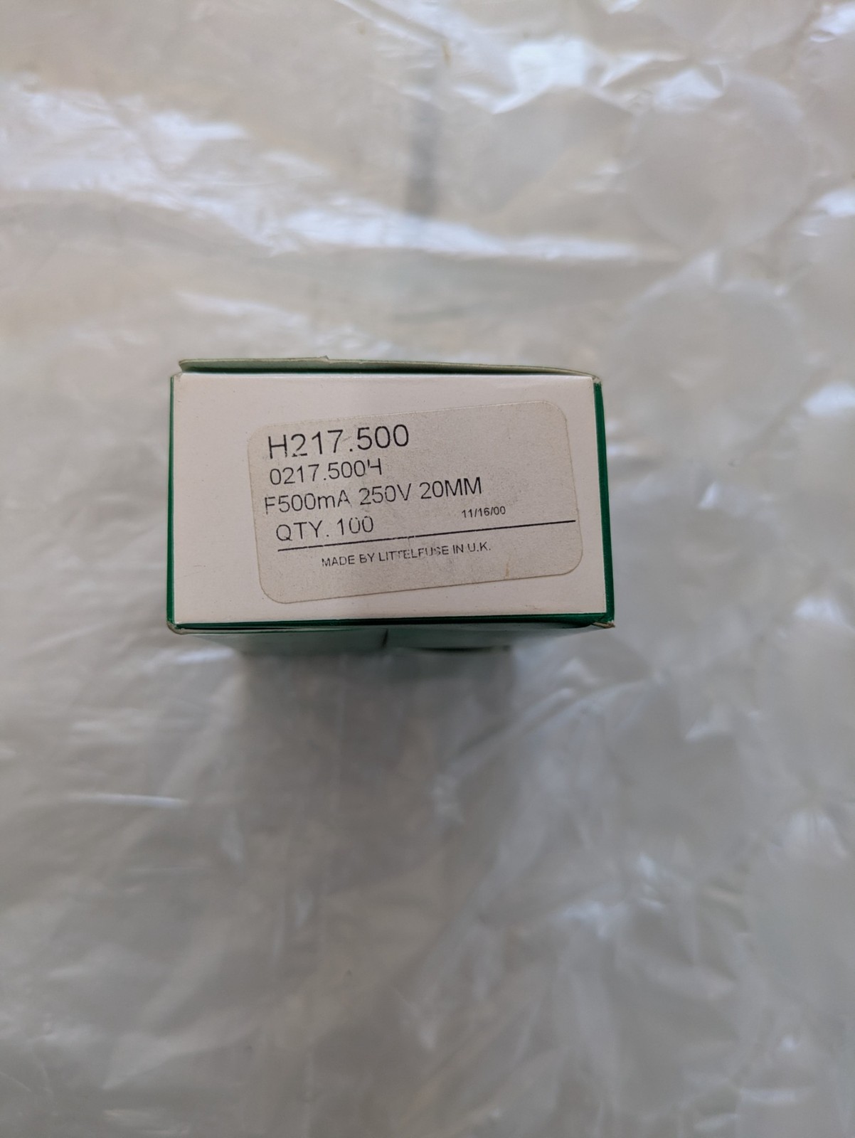 LITTLEFUSE H217.500 0217.5004 F500MA 250V 20MM LITTELFUSE 217.500 (LOT OF 10)