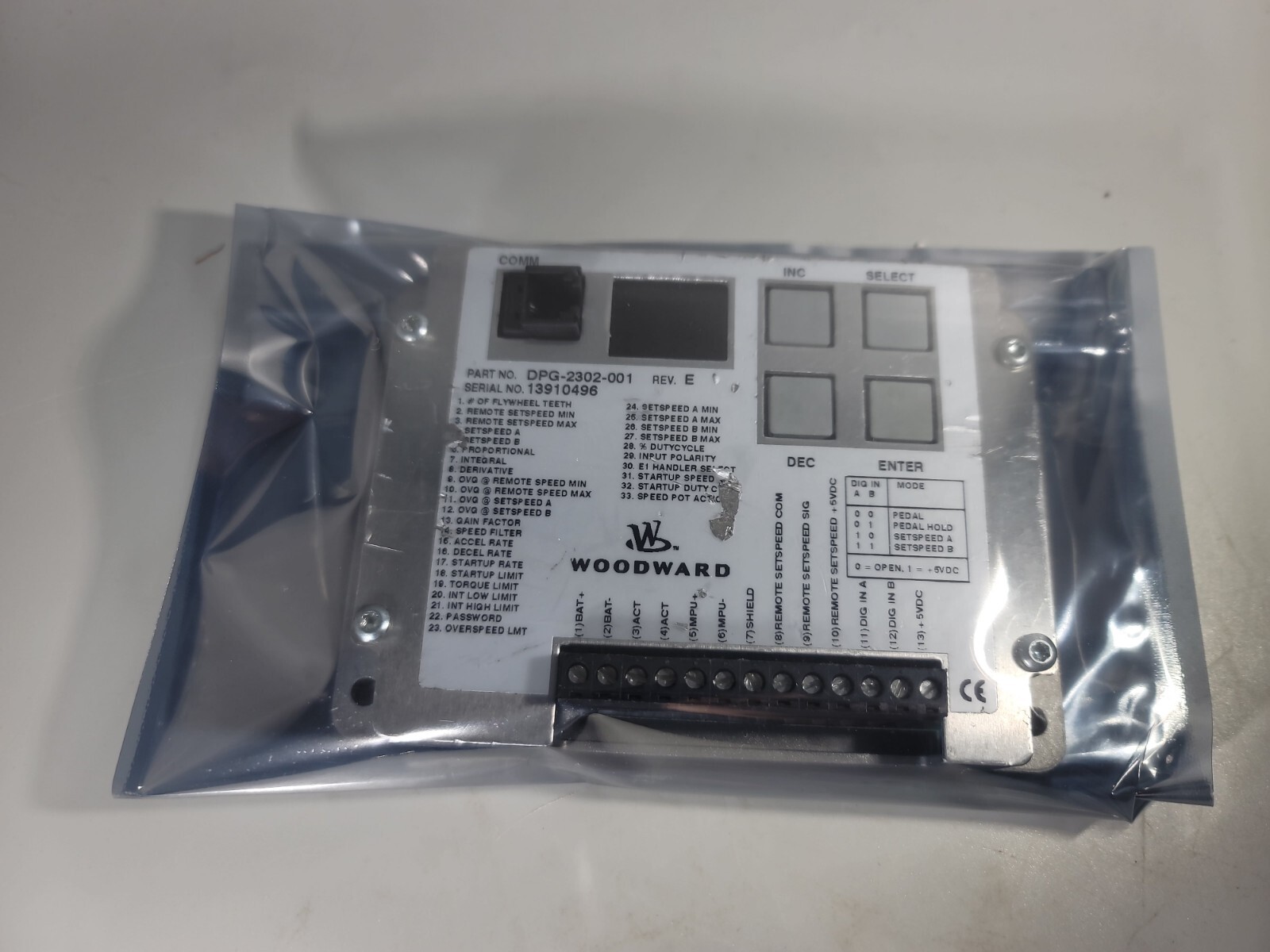 WOODWARD DPG-2302-001 Speed Controller Governor