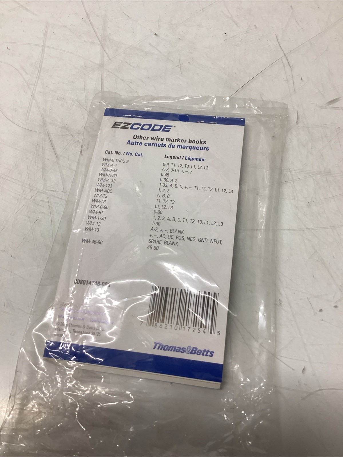 THOMAS & BETTS EZCODE POCKET PACK WIRE MARKERS WM-9T T-345