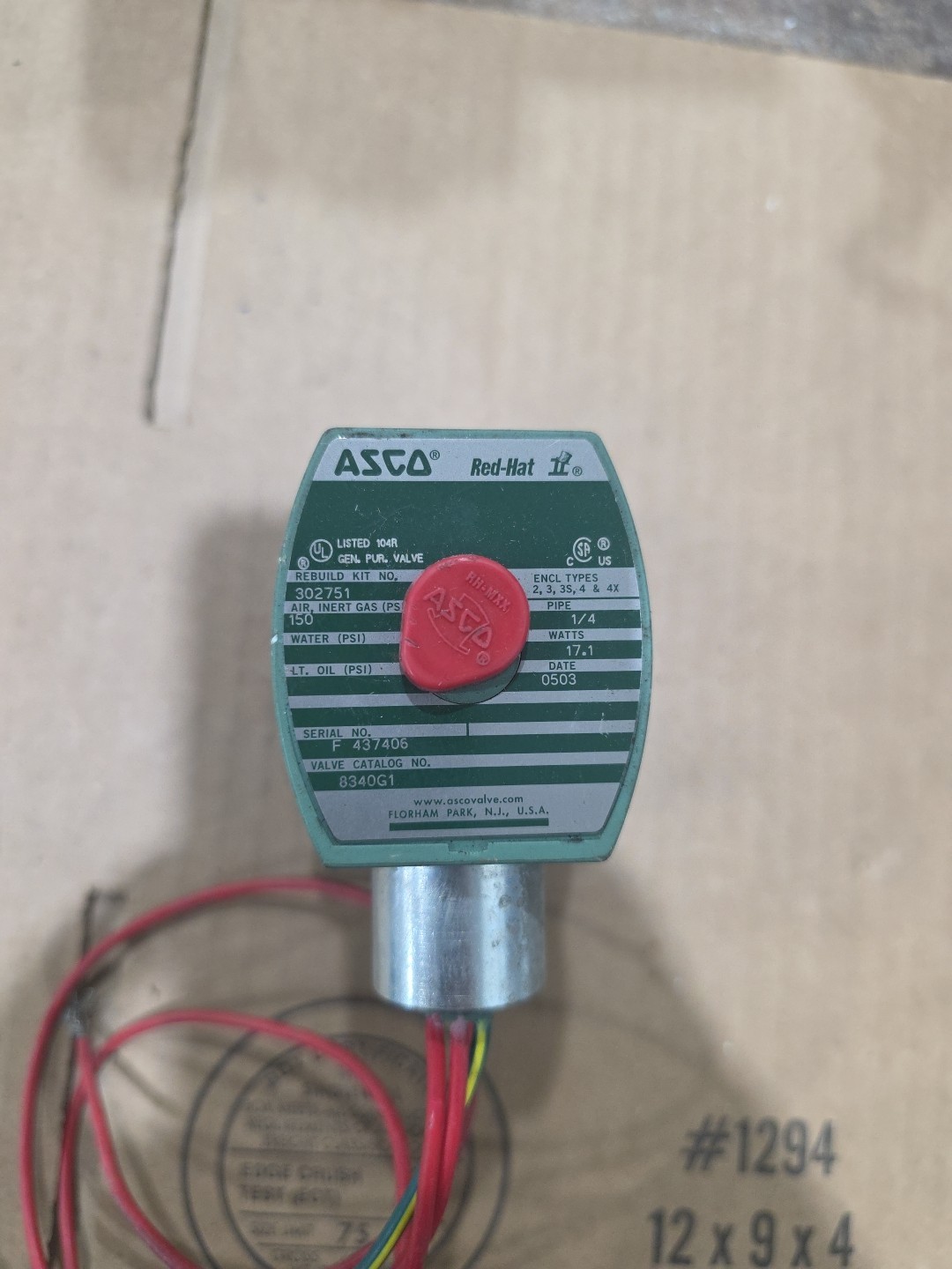 ASCO RED HAT 8340G1, PROPORTIONAL VALVE