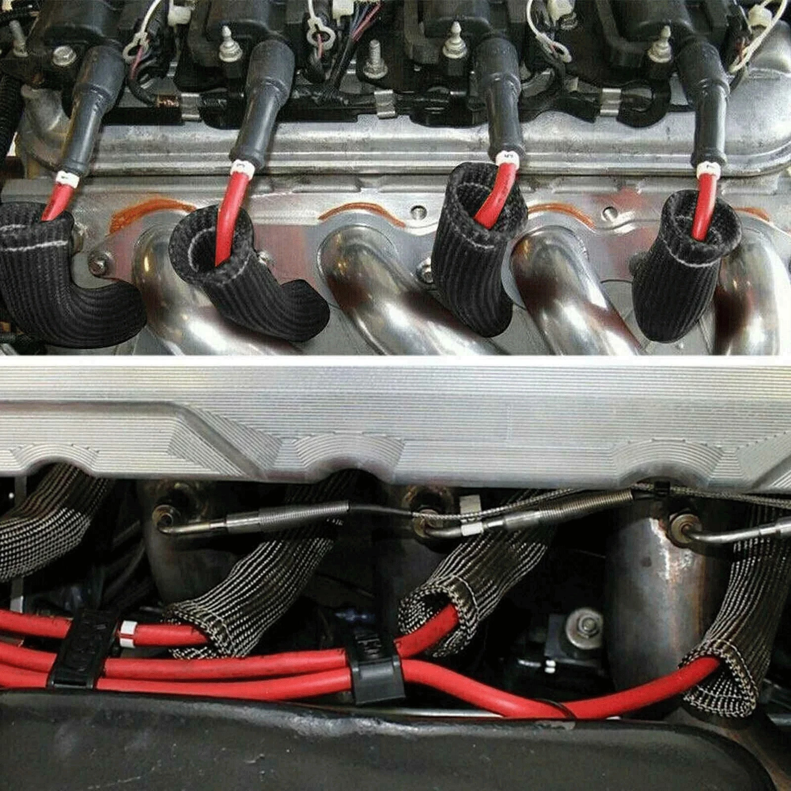 8pcs 2500° 6″ Spark Plug Wire Protector Boots Sleeve Heat Shield Cover fits MOST